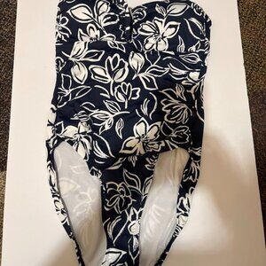 Lauren Ralph Lauren Allora Floral U Wire Swimsuit NWOT Navy Size 14
